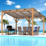 AECOJOY Patio Wood Lean To Hardtop Pergolas