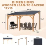 AECOJOY Patio Wood Lean To Hardtop Pergolas - Image 7