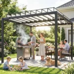 Outsunny 9.5 x 10 ft Louvered Pergola with Adjustable PC Louvred Roof