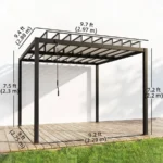 Outsunny 9.5 x 10 ft Louvered Pergola with Adjustable PC Louvred Roof - Image 6