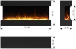Symple Stuff Kamara 3-Sided Electric Fireplace, Recessed and Wall Mounted Heater Fireplaces - Image 2