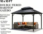 endark 10-FT x IRON Hard-top Gazebos with Mosquito Netting & Privacy Curtains - Image 5