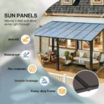JolyDale 16x12 ft Aluminum Pergola with Polycarbonate Canopy - Image 6